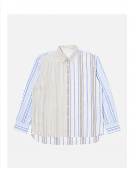 Universal Works Panel Square Pocket Shirt in Mixed Stripes Pop Stripe Mixed