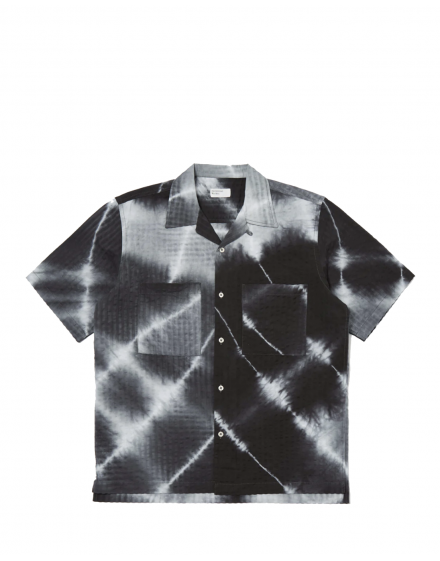 Universal Works Camper Shirt in Charcoal Tie N Dye Seersucker