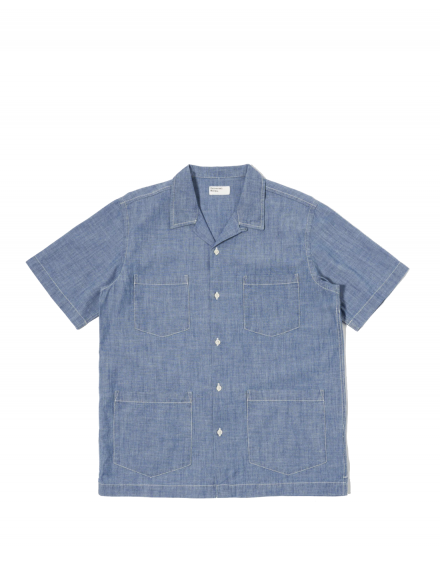 Universal Works Summer Overshirt in Washed Indigo Chambray