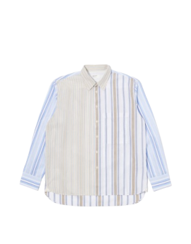 Universal Works Panel Square Pocket Shirt in Mixed Stripes Pop Stripe Mixed