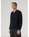Universal Works Cardigan In Black Wool Fleece