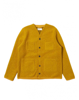 Universal Works Cardigan In Black Wool Fleece