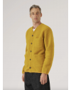 Universal Works Cardigan In Black Wool Fleece