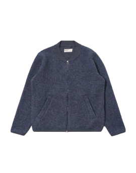 Universal Works Wool Fleece Zip Bomber Slate Blue