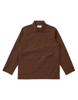 Universal Works Bakers Brown Peached Poplin Bakers Overshirt