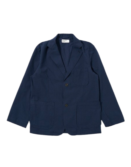 Universal Works Navy Derby Stripe Two Button Jacket