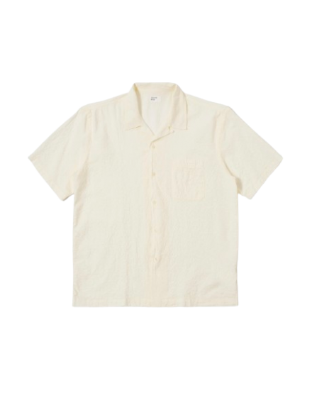 Universal Works Indigo Block Print Circles Camper Shirt