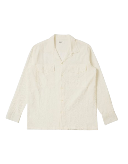 Universal Works Indigo Block Print Circles Camper Shirt