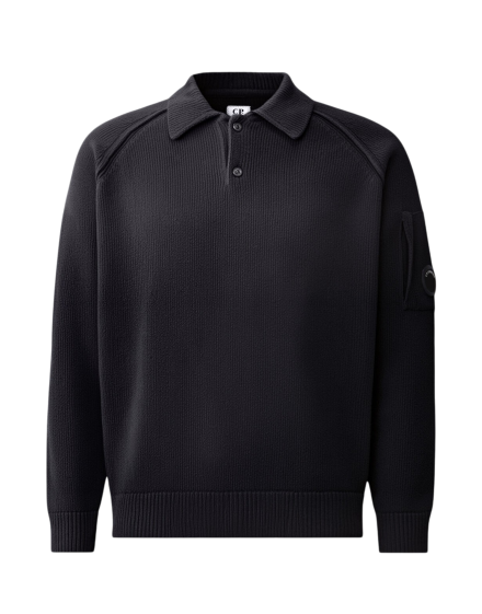 C. P. Company Chenille Cotton Lens Polo Sweater