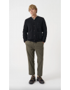 Universal Works Cardigan In Black Wool Fleece
