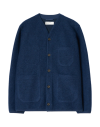 Universal Works Cardigan In Black Wool Fleece